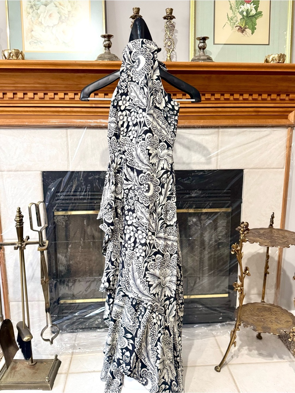 J. Crew Collection Black and White Floral Halter Maxi Dress